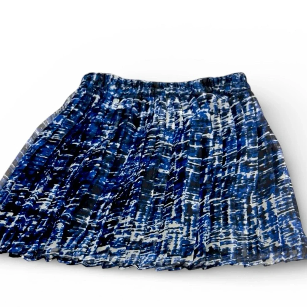 Aqua Blue White Skater Mini Skirt XS Coquette Cottagecore Y2K Elastic Waist